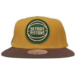Detroit Pistons‎ Mitchell & Ness NBA Snapback Hat Cap 3D Logo Khaki Brown NWT